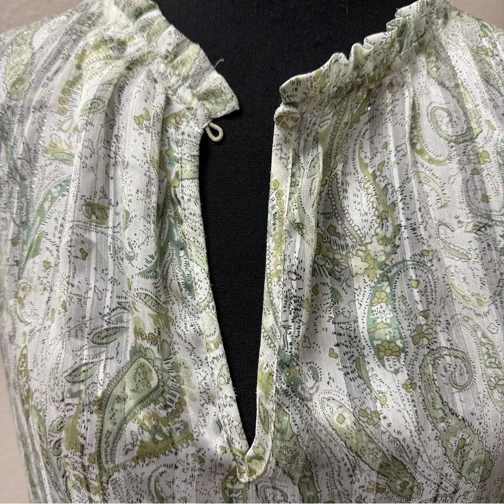 Rachel Zoe Green Paisley Sleeveless Top. Size Large - Picture 2 of 10